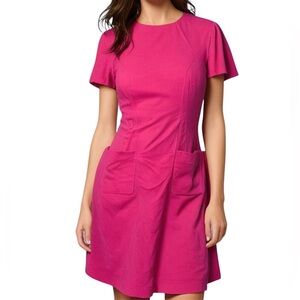 Eliza J Pink Short Dress Pink Sz 6 Round Neck Preppy Professional Barbie Spring